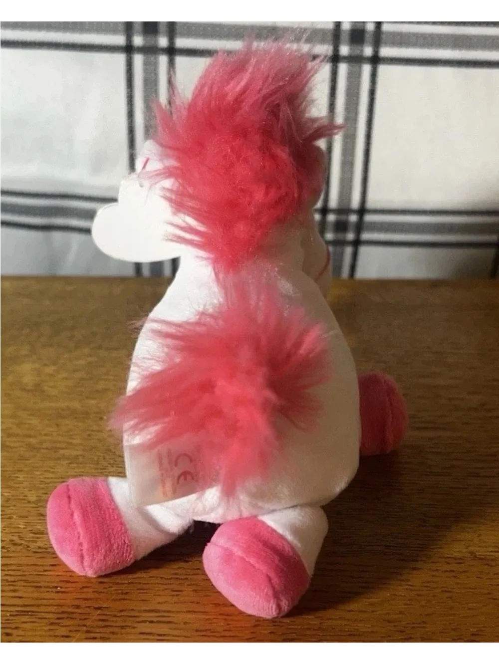 Ty White and Pink Unicorn Beanie Plush with Gold Horn